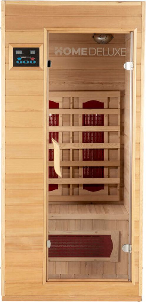 HOME DELUXE – Infrarotkabine REDSUN S - 90 x 90 x 190 cm - für 1 Person, 4 Infrarotstrahler, Holz: Hemlocktanne I Infrarotsauna, Sauna, Wärmeka...
