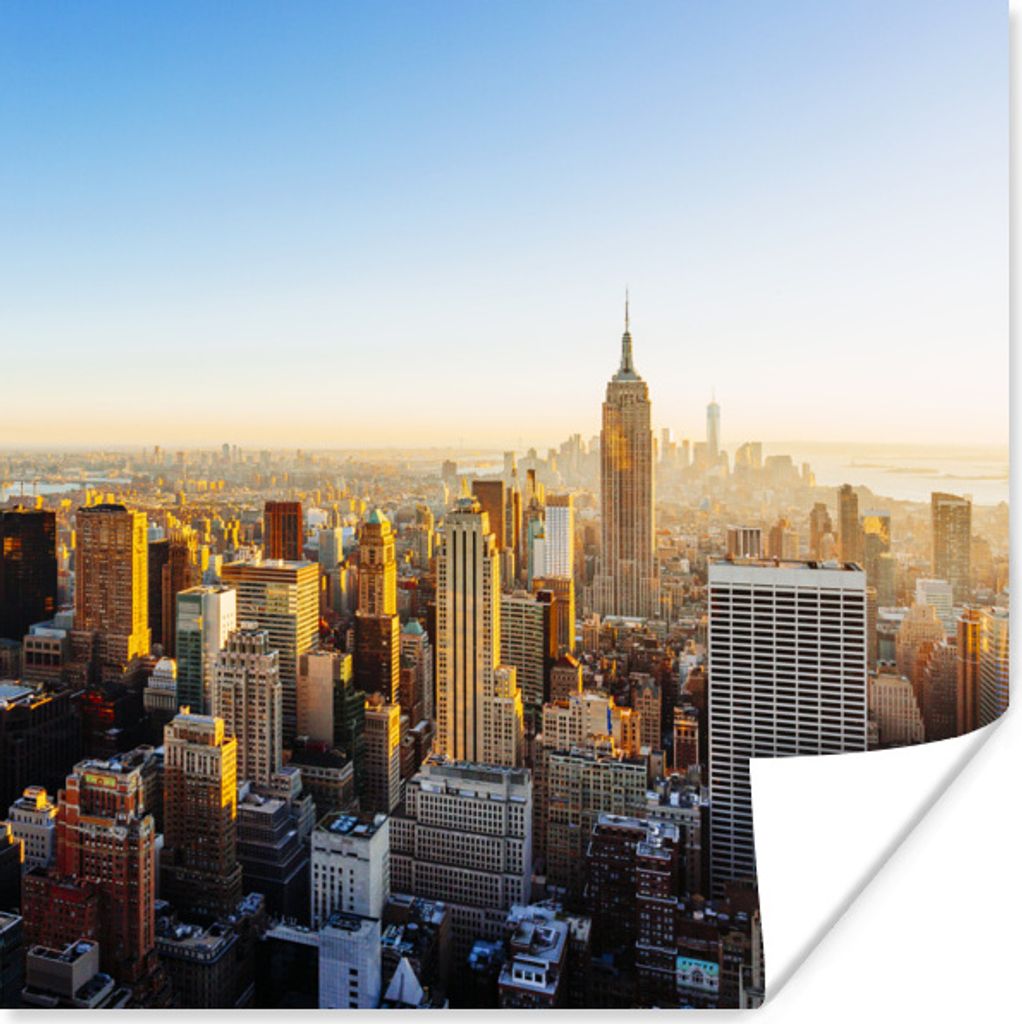 MuchoWow Poster New York - Sonne - Skyline 75x75 cm - Wand Dekoration