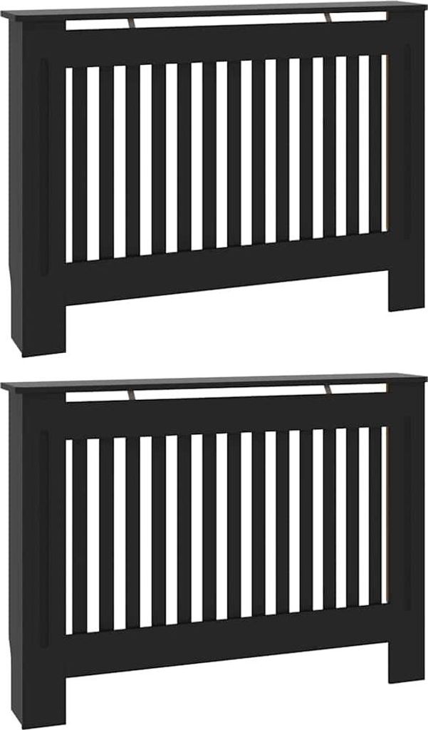 vidaXL Heizkörperabdeckung 2 pcs Schwarz 112 x 19 x 81,5 cm