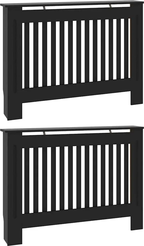 vidaXL Copri Termosifone Set 2x Nero 112cm MDF - Upgrade Casa Veloce