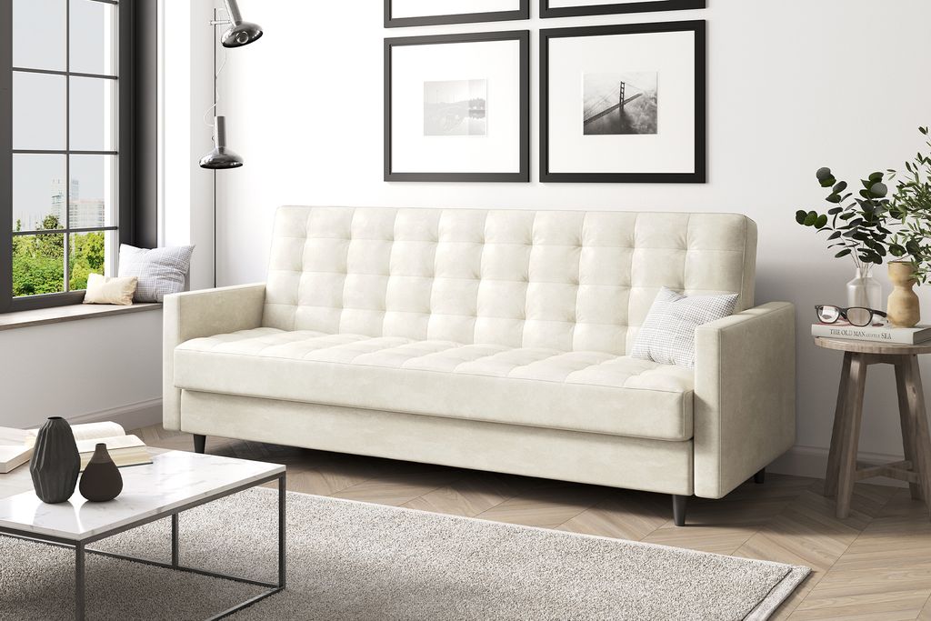 MEBLINI Sofa mit Schlaffunktion - Schlafcouch Ausziehbar - Schlafsofa mit Bettkasten - Sofabett - Couch mit Schlaffunktion - Klappsofa - ANDRES 1 -...