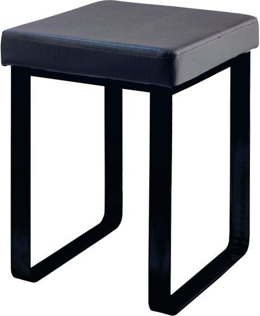 Badhocker Hocker Schwarz Badezimmerhocker Polsterung Kunstleder schwarz