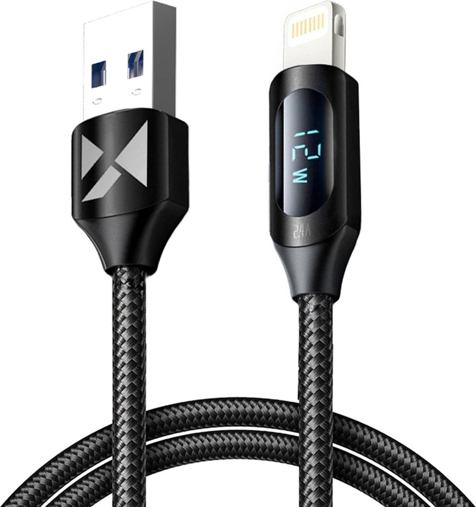 Wozinsky WUALC1 USB Schnell Lade Kabel für iPhone iPad Daten Display USB Typ A Lightning Anschluss kurz 1 Meter