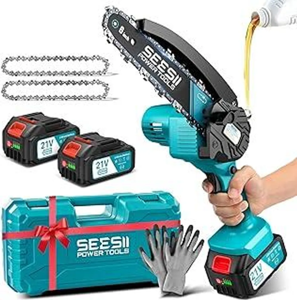 OFFERTA Mini Motosega SEESII 6" - Potenza 800W con 2 Batterie 8000mAh