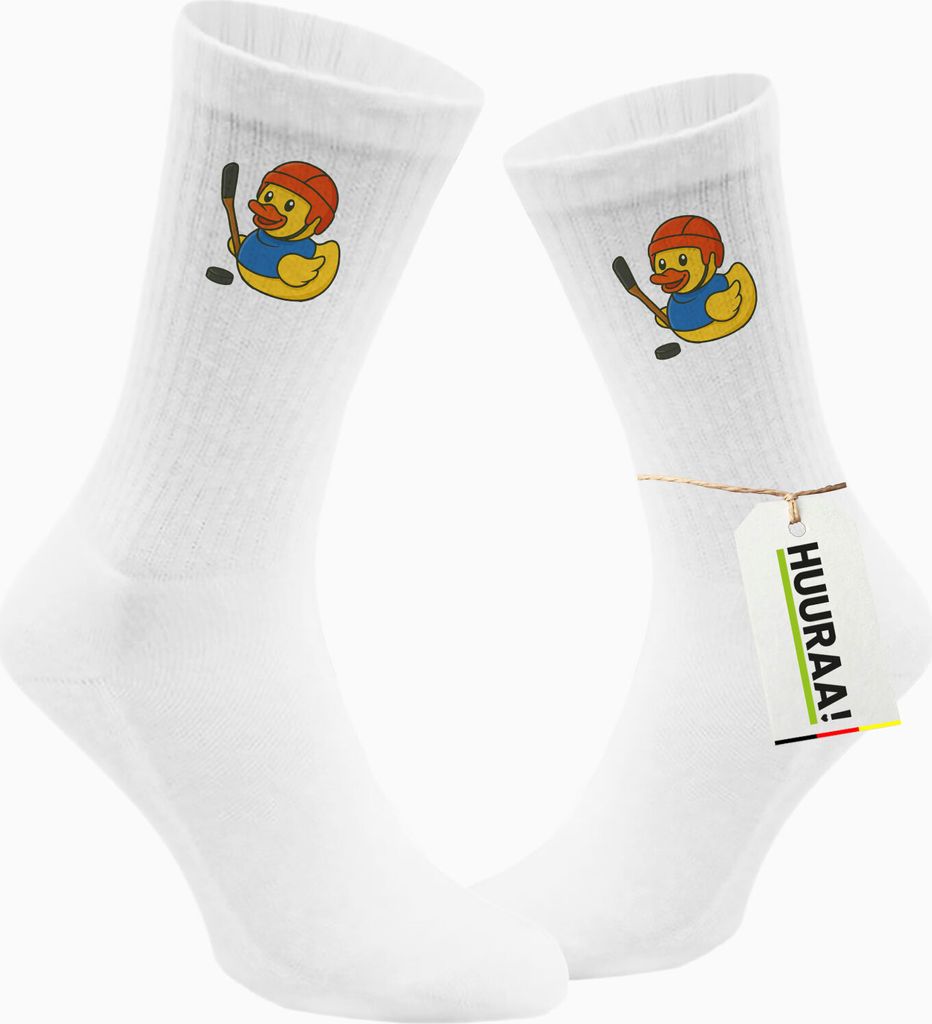 Huuraa Unisex Socken Quietscheente Eishockey Gummiente Hockey 37/41 White Baumwolle Tennissocken Geschenkidee