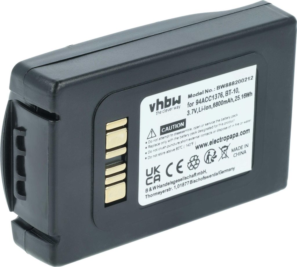 vhbw Akku Ersatz für Datalogic BT-10, 94ACC0112, 94ACC1376, 94ACC1377, BT-27, BT-34 für Barcodescanner POS (6800 mAh, 3,7 V, Li-Ion)