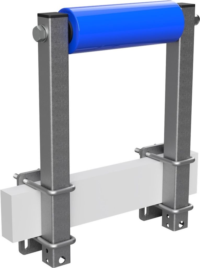Polyurethan Seitenrolle mit Stützen Sliprolle Bootstrailer Sliphilfe verzinkt SUPROD, B=250, L=450 mm, blau