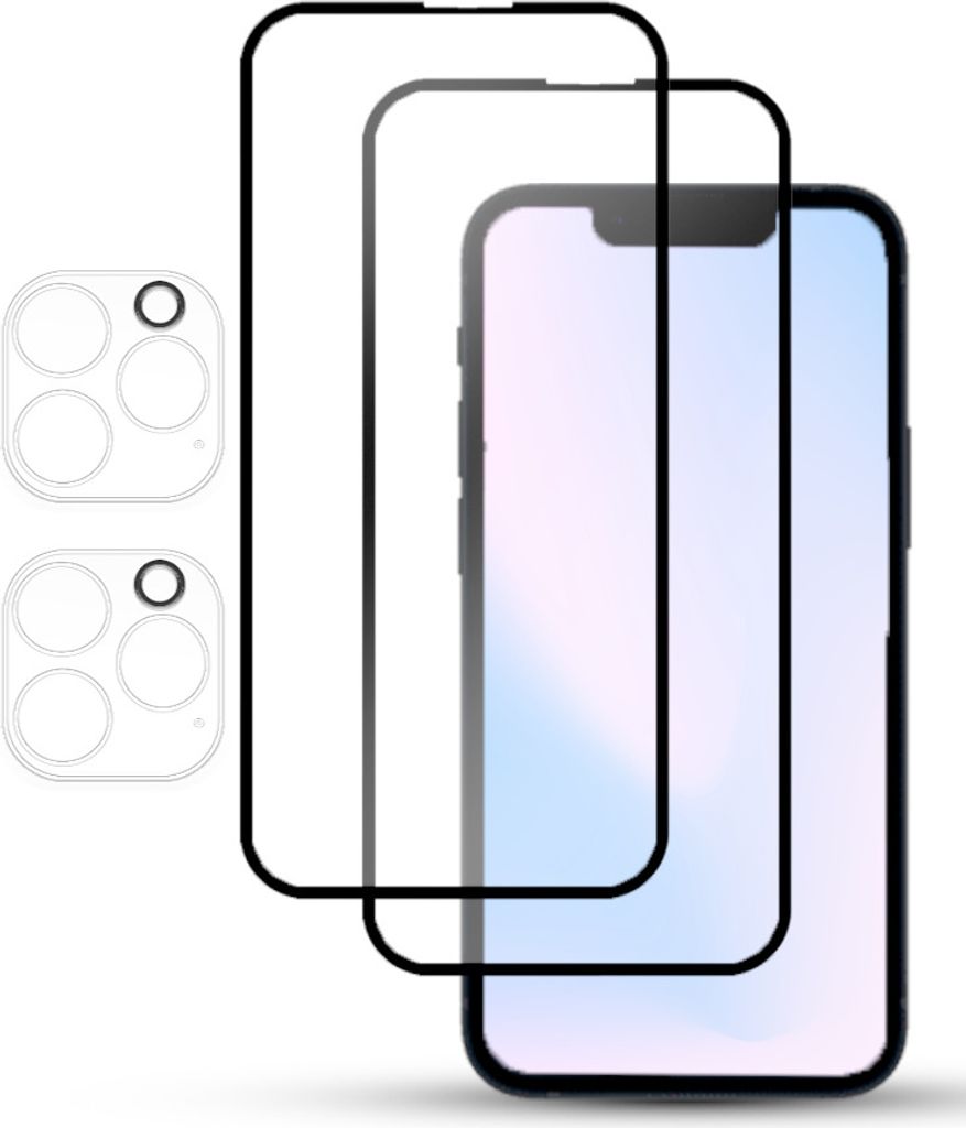 2-Pack IPHONE 13 PRO MAX Displayschutzfolie und 2-Pack Objektivschutz aus 9H gehärtetem Glas