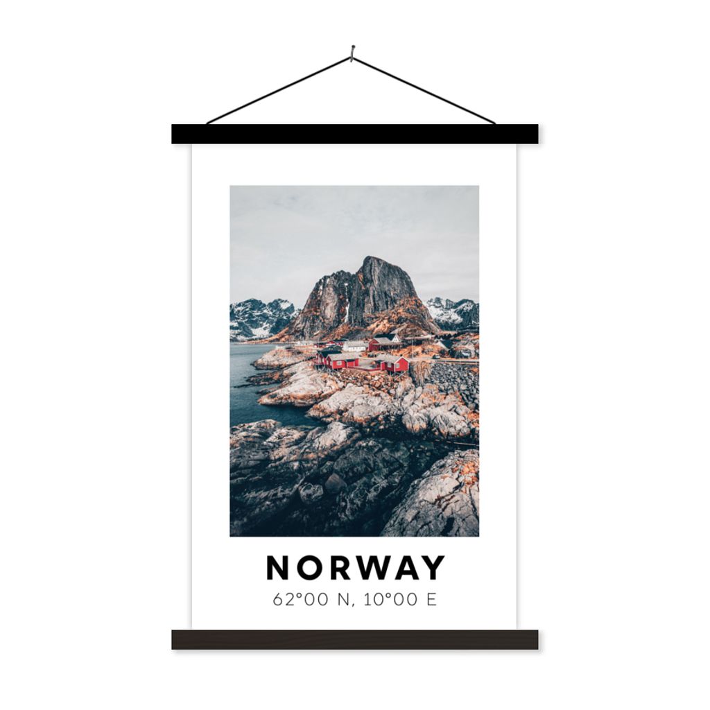 MuchoWow Textilposter Norwegen - Bergen - Skandinavien 120x180 cm mit schwarzem Rahmen - Fotos