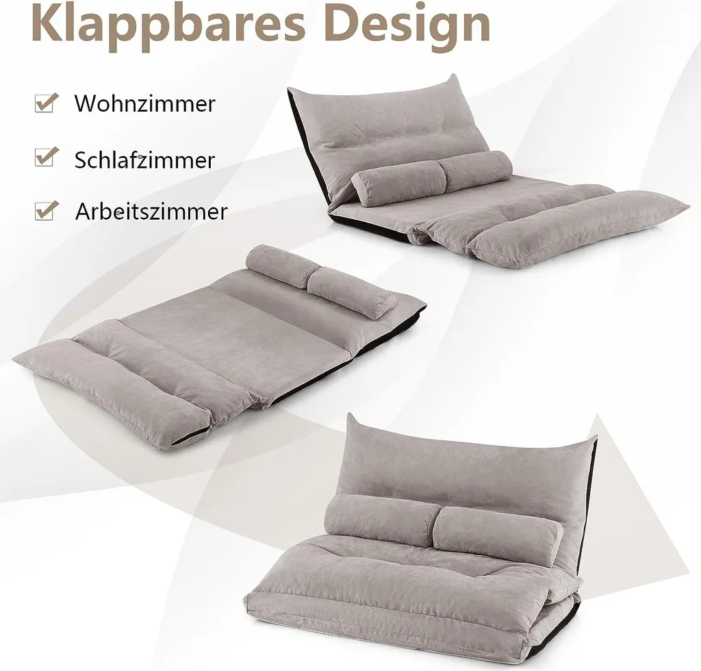Canapé convertible gain de place avec fonction sommeil et 2 coussins