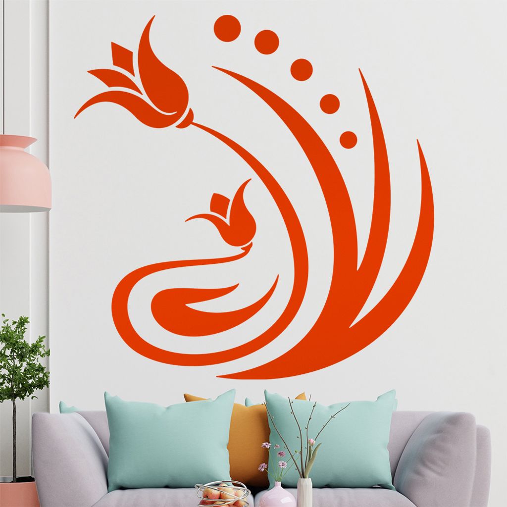 Blume - Linien Punkte Wandtattoo in 6 Größen - Wandaufkleber Wall Sticker - Dekoration, Küche, Wohnzimmer, Schlafzimmer, Badezimmer