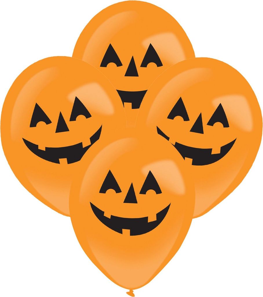 Amscan LED Ballons Kürbisse Halloween Deko 4 Stück orange-schwarz