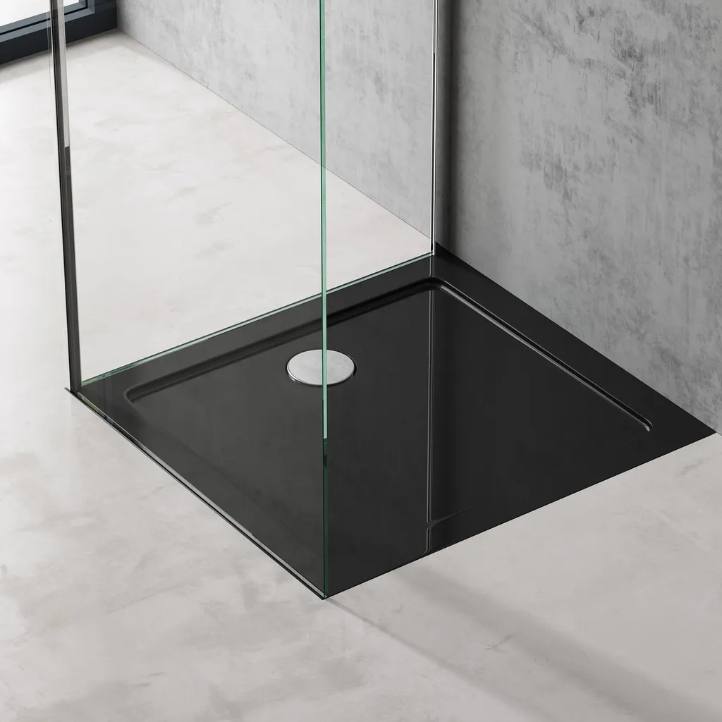Piatto Doccia 75x80 Nero doporro Faro2 | Acrilico Rinforzato con Piletta