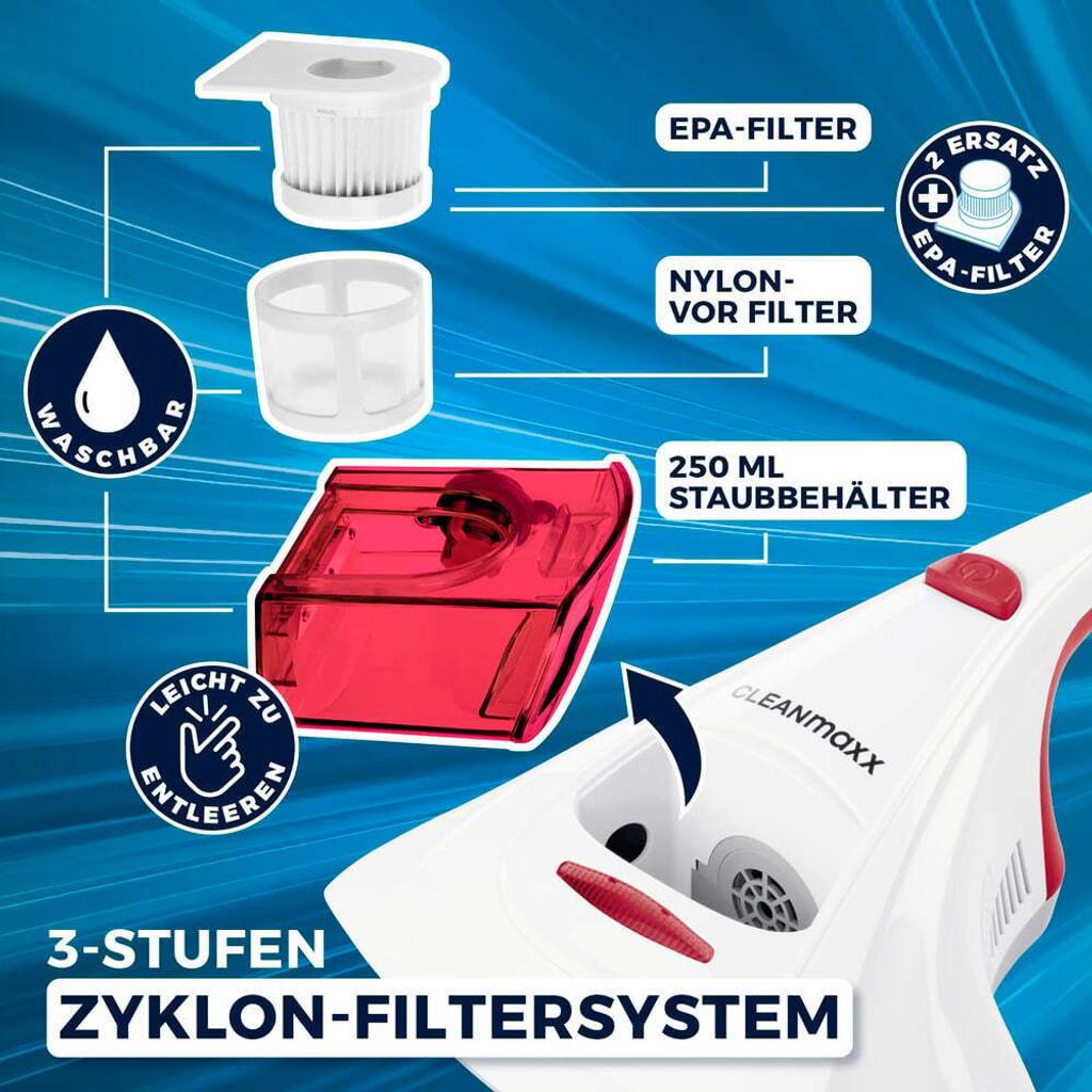CLEANmaxx Milben Hand-Staubsauger vernichtet 99 Prozent Produktbild 6