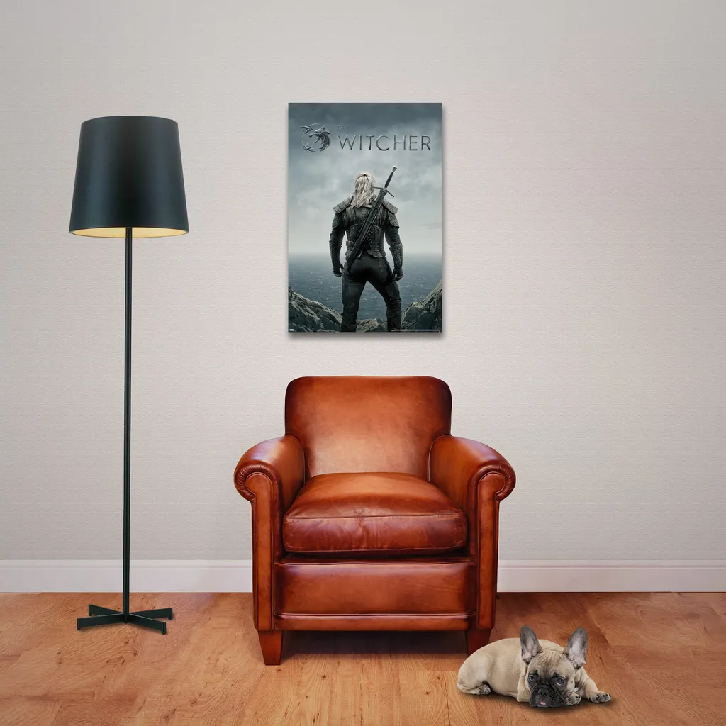 Affiche Murale The Witcher et Porte-Affiche en Bois Naturel de 61 cm