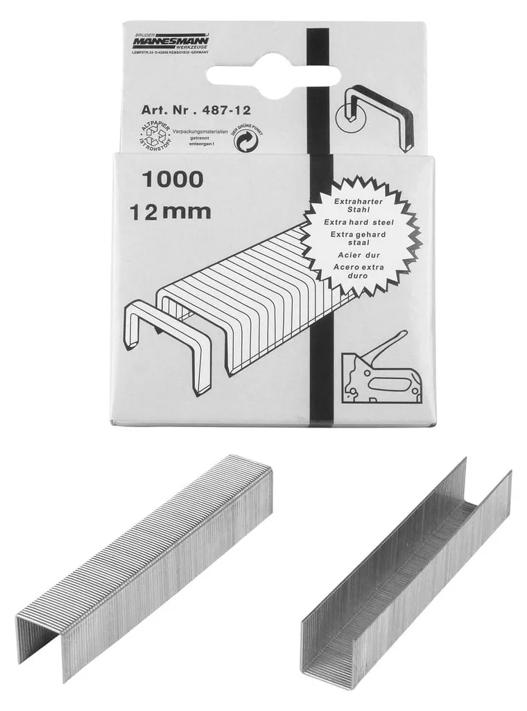 BRÜDER MANNESMANN M 487-12 Heftklammern 12mm 1000 pz per Fissaggio