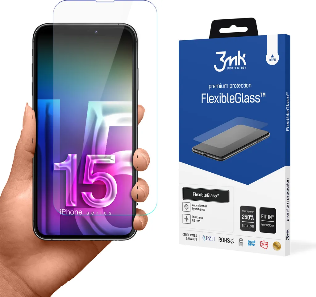 3mk FlexibleGlass iPhone 15 Pro Max - Pellicola Vetro Ibrida 7H - 1