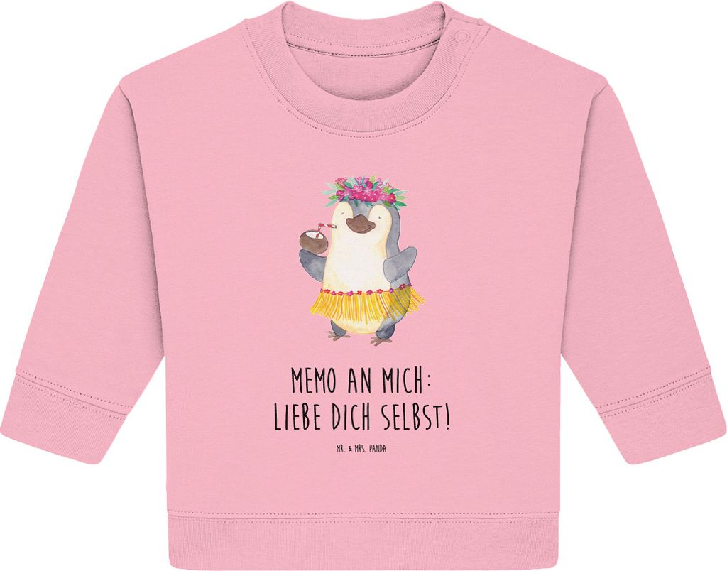 Mr. & Mrs. Panda Organic Baby Pullover Pinguin Kokosnuss 12. - 18. Monat - Baumwolle Pink - Geschenk, Urlaub, Hawaii, Bullover