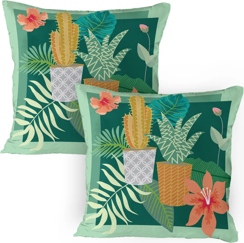 Set 2 Federe ABAKUHAUS 80x80 cm - Stampa Digitale Cactus Ibisco - 1