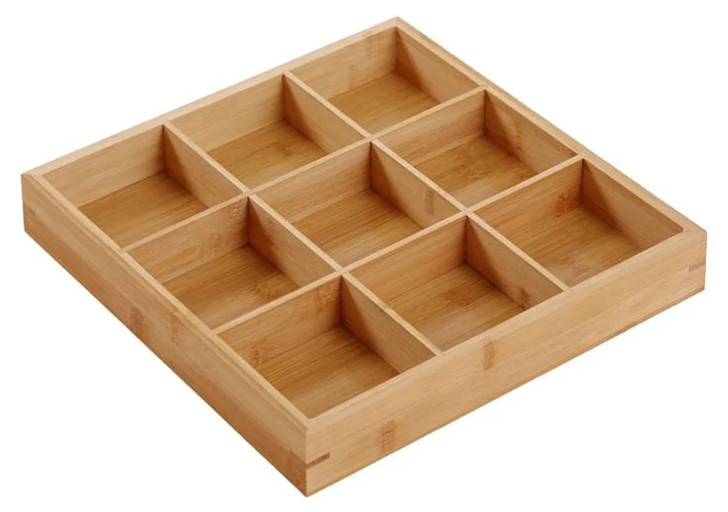 Organisateur de table en bois 9 cases pour éviter le mélange des mets
