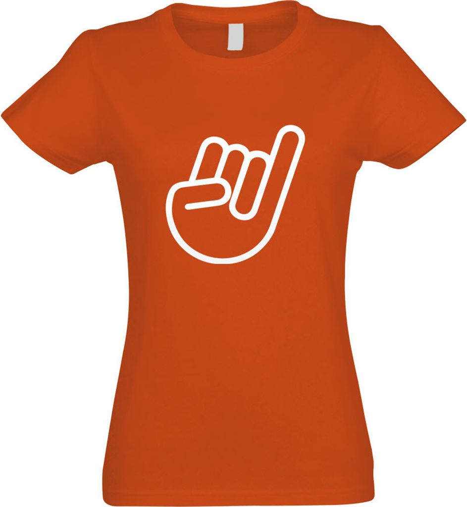 Kiwistar - T-Shirt tailliert - Damen - orange - Stinkefinger - Shocker Hand - mit Motiv Bedruckt - Funshirt Design - Sport - Freizeit - Damen - L