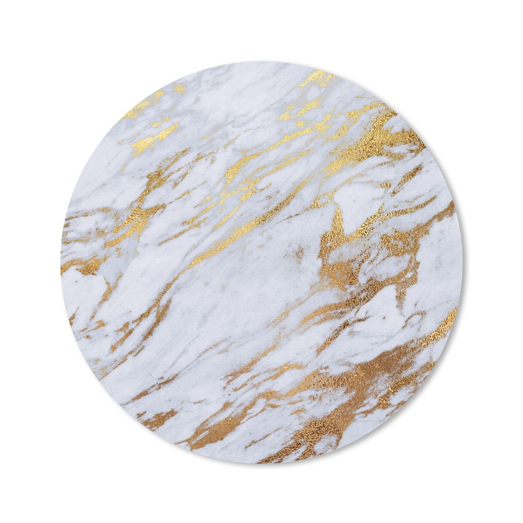 MuchoWow Mauspad Mousepad Marmor - Muster - Gold - Weiß 50x50 cm - Mousepads - Maus Mat - Pad - Mausunterlage - Vinyl