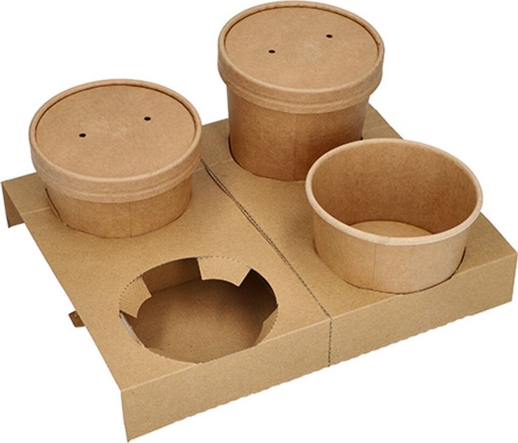 PAPSTAR Becherträger "pure" aus Pappe für 4 Suppenbecher