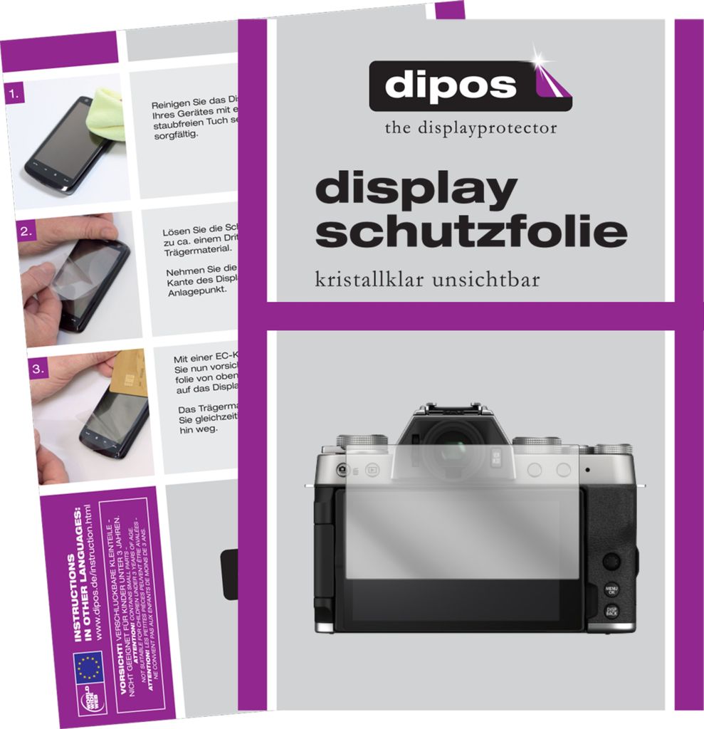 6x Schutzfolie für Fujifilm X-T200 klar Displayschutzfolie Folie Display Schutz dipos