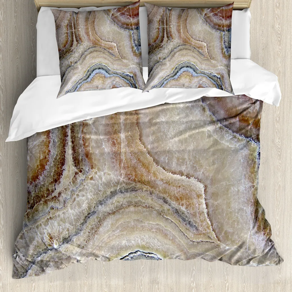 Copripiumino Artistico Marmo Surreal Onyx Beige 200x200 Set Letto