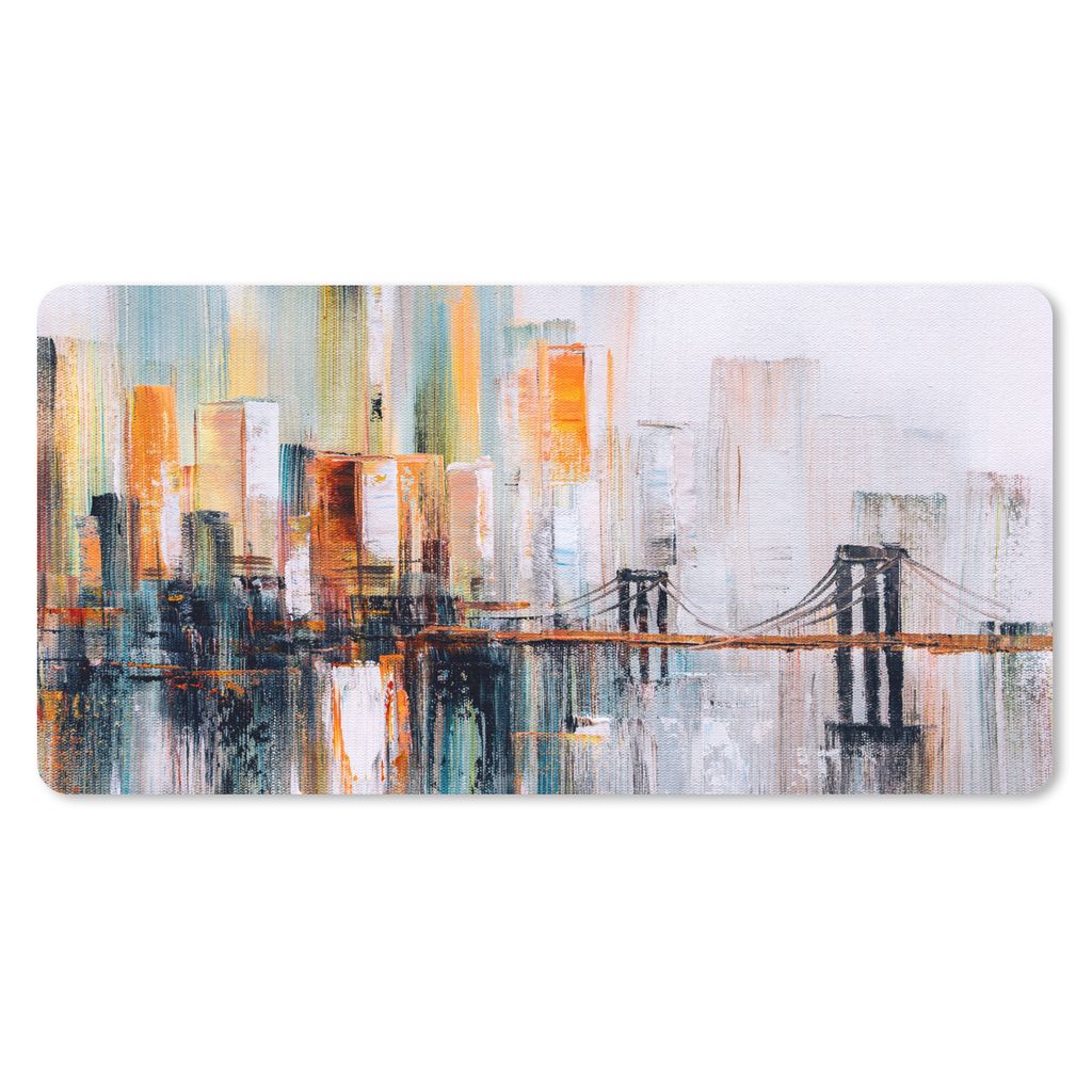 MuchoWow Mauspad Mousepad Ölgemälde - Skyline - Abstrakt 60x30 cm - Mousepads - Maus Mat - Pad - Mausunterlage - Nachhaltig