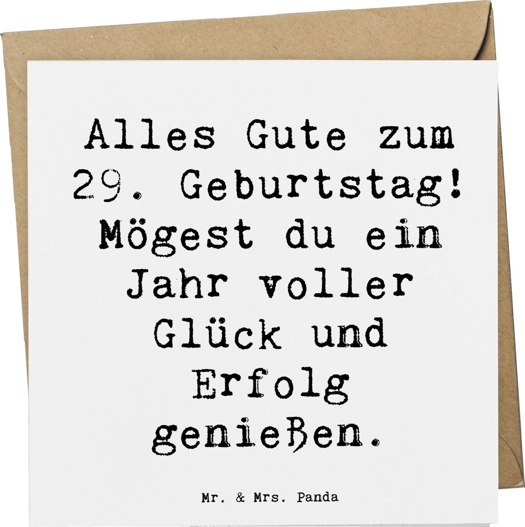 Mr. & Mrs. Panda Glückwunschkarte Spruch 29. Geburtstag - Weiß - Geschenk, Abenteuer, anlasskarte, Happy Birthday, Alles Gute zum, Alter, Erinner...