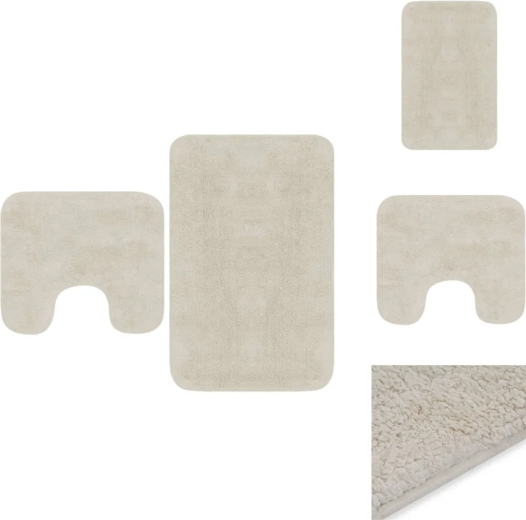 vidaXL Set di tappeti da bagno 2 pezzi in tessuto bianco - Tappeti e tappetini da bagno