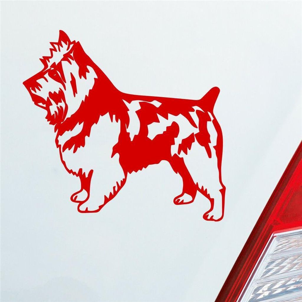 Auto Aufkleber Terrier Tier Hund Dog Animal 11x10 cm Rot Sticker Heckscheibenaufkleber
