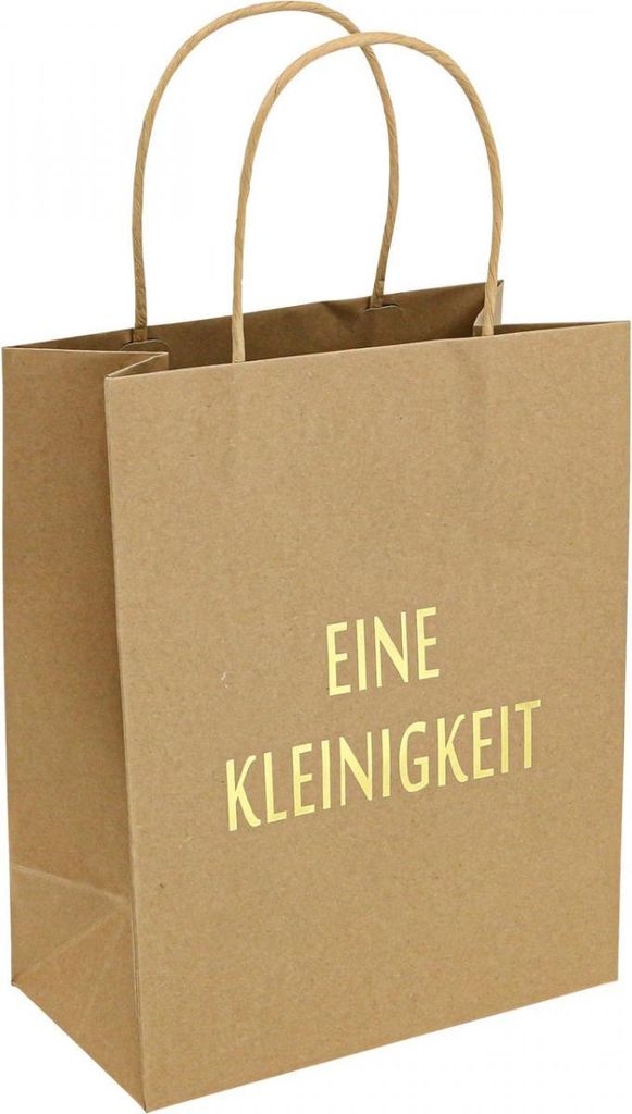 Geschenktüten Natur „Eine Kleinigkeit“ aus Papier 20×11×25cm 6 Stück - Nachhaltige Geschenkverpackung mit Goldprägung für Weihnachten, Ho...