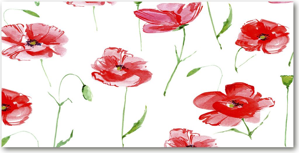 Tulup Küchenrückwand Spritzschutz aus Glas -100x50 -Spritzschutz auf gehärtetes GlasDeko Blumen & Pflanzen Mohnblumen