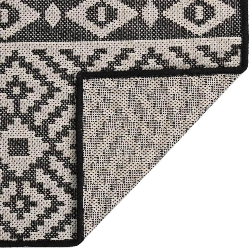 vidaXL Outdoor-Teppich Flachgewebe 200x280 cm Schwarz Gestreift