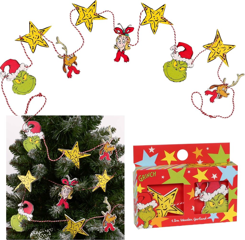 Grinch Weihnachtsgirlande aus Holz, Weihnachtskette Produktbild 