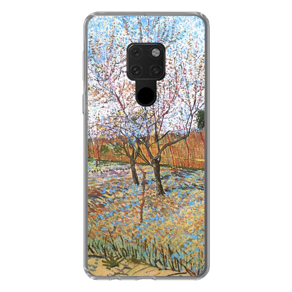 MuchoWow Handyhülle Schutzhülle Hülle für Huawei P40 Lite Blühender Pfirsichbaum - Vincent van Gogh Silikon Softcase Handy Hülle - Handy