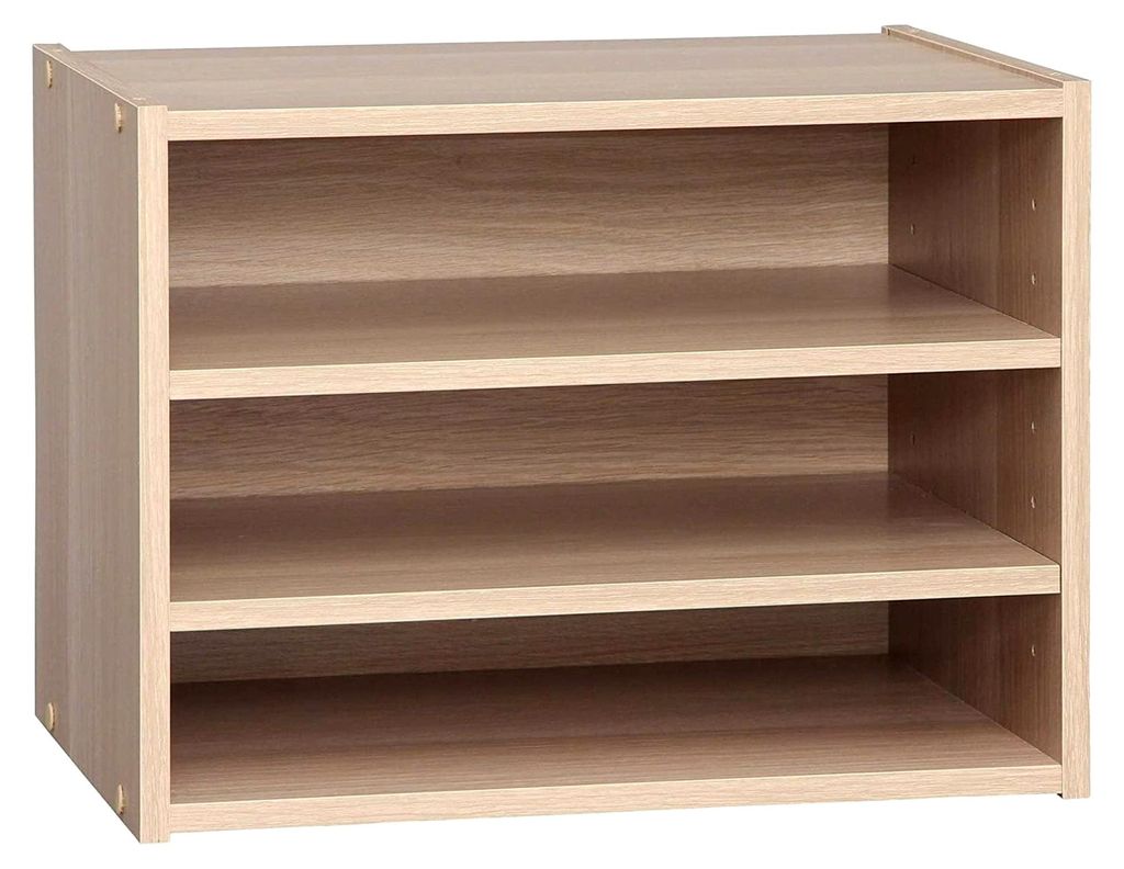 Kleines Aufbewahrungsmöbel, Nachttisch, Beistellmöbel, 3 verstellbare Regale à 3,2 cm, Büro, Schlafzimmer, Wohnzimmer - Hellbraun