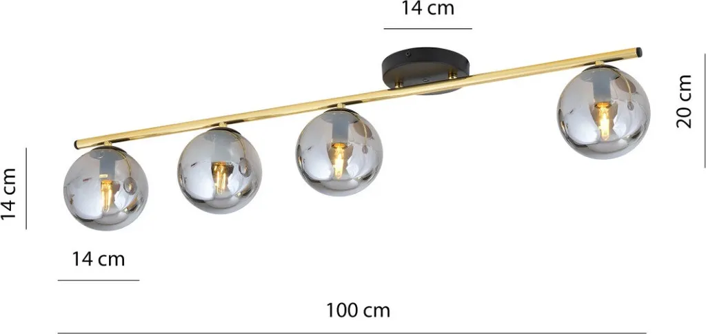 Plafonnier 4xE14 finition graphite MONZA, luminaire chic et robuste - 7