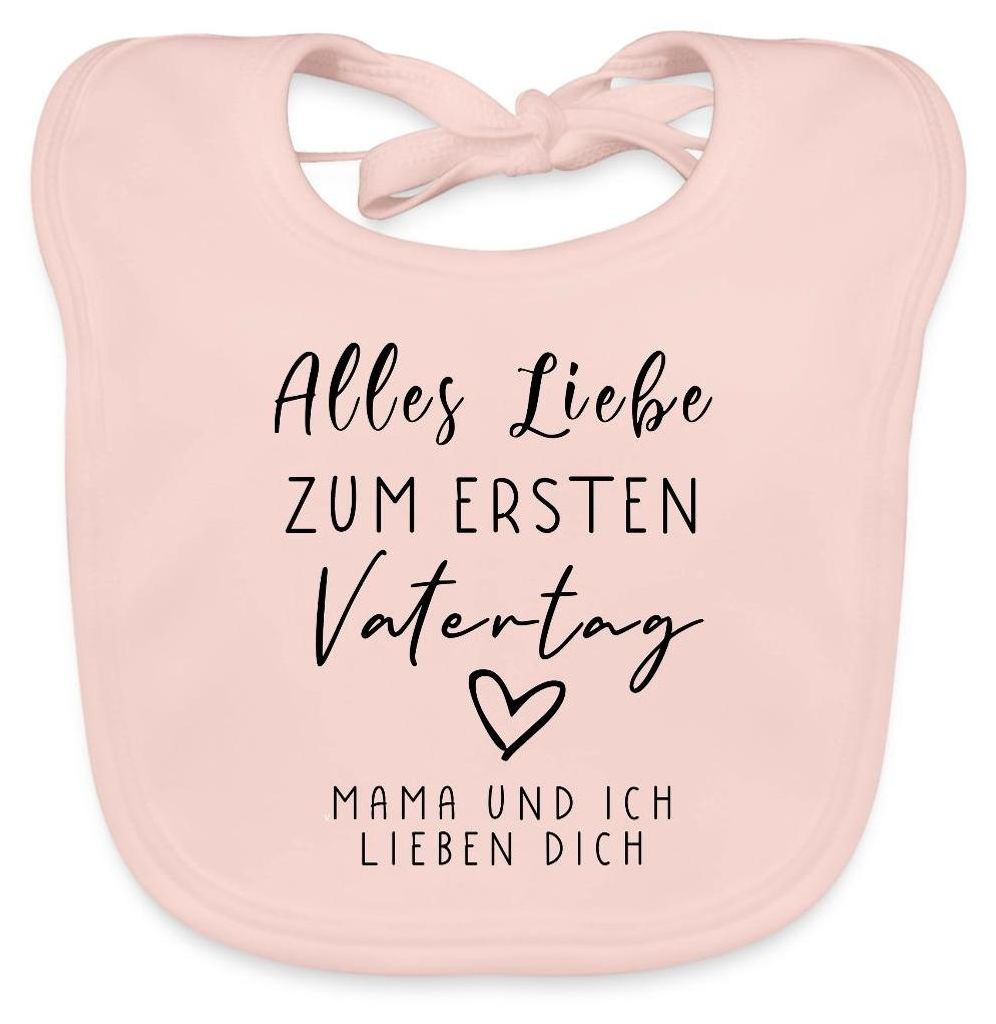 Spreadshirt Alles Liebe Zum Ersten Vatertag Geschenk für Papa Baby Lätzchen Waschbar, One size, Rose