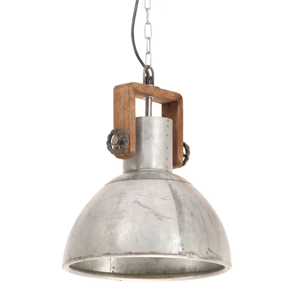 vidaXL Lampe à suspendre industrielle argentée ronde 30 cm E27 25W