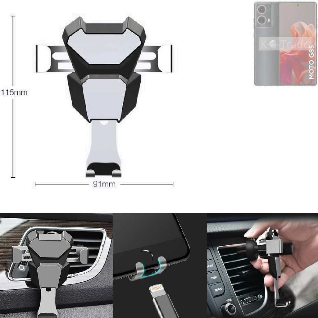 K-S-Trade Lüftungshalterung kompatibel mit Motorola Moto G85 5G kompakte Handy-Halterung Lüftungsschlitz Lüftungsgitter Autohalterung KFZ