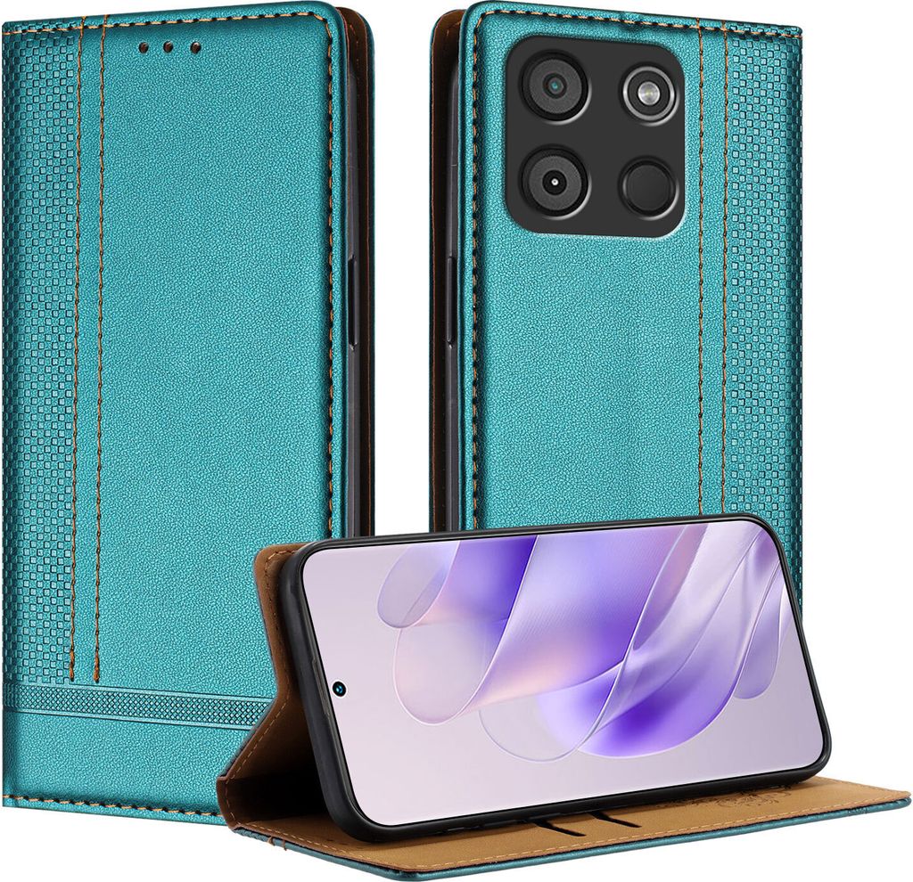 Handyhülle für itel A60 / itel A60s Leder Flip Klappbare Schutzhülle mit Standfunktion Grün