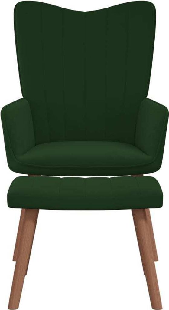 vidaXL Poltrona relax con sgabello in velluto verde scuro Immagine del prodotto 