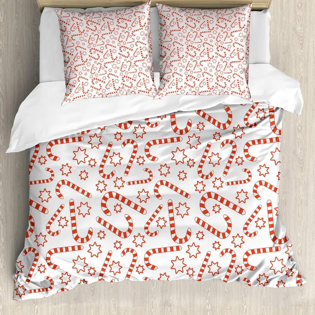 Parure de couette 200x200 imprimé de Noël en microfibre vermillon