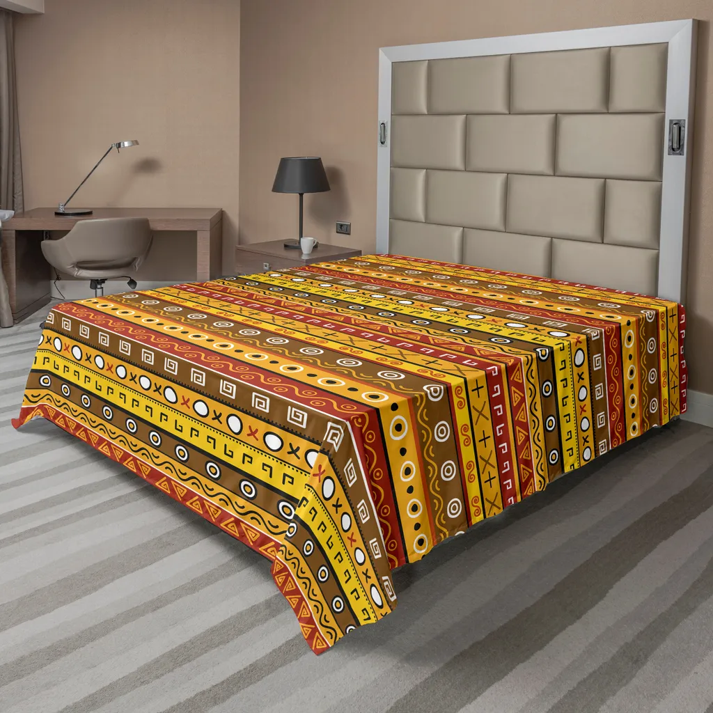 Lenzuolo Tribale Arancione ABAKUHAUS 244x205 - Arredo Letto Moderno