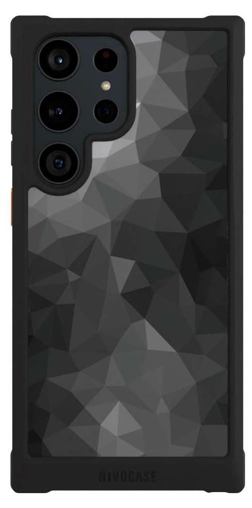 NIVOCASE Hülle für Samsung Galaxy S23 Ultra Stoßfeste Handyhülle NIVOmax Case Schwarz Mosaik Muster Tarnmuster