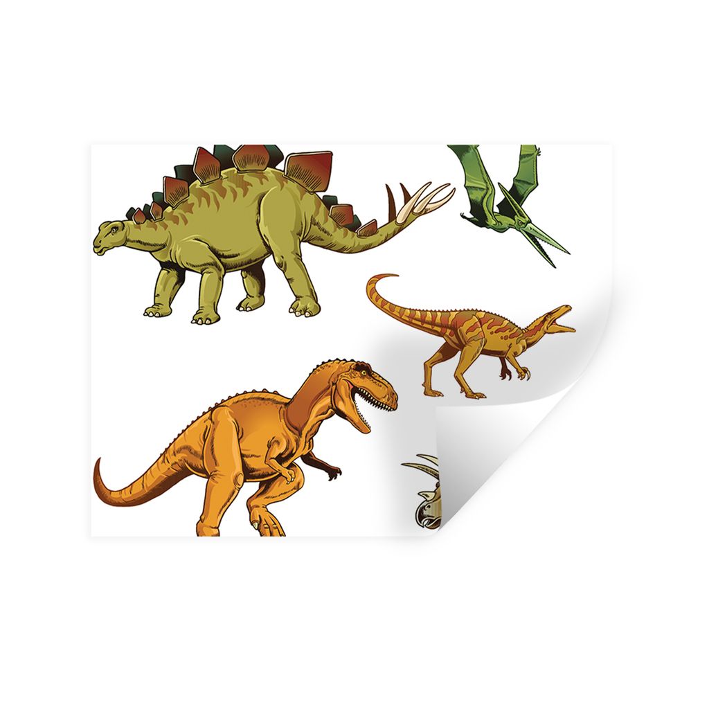 MuchoWow Wandtattoo Wandsticker Wandaufkleber Dinosaurier - Zeichnung - Jungen - Kinder 160x120 cm Selbstklebend und Repositionierbar - Selbstkle...