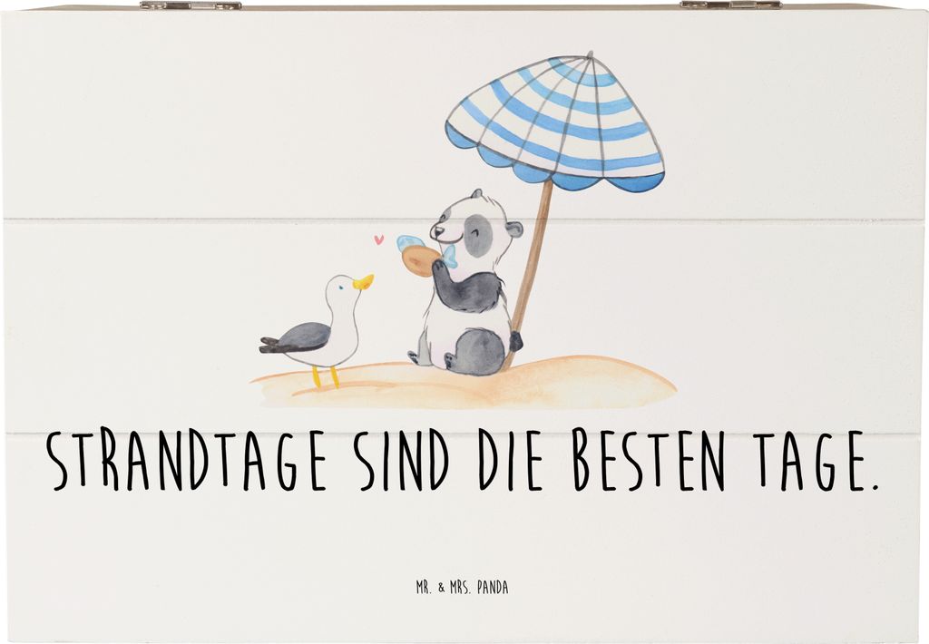 Mr. & Mrs. Panda Geschenkbox Sommer Strandtage 22 x 15 cm - Weiß - Geschenk, Truhe, Muscheln, Küste, Herbst, schatztruhe, Strandurlaub, Winter, K...